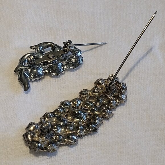 Two Vintage Rhinestone Brooch Pin - Picture 5 of 13